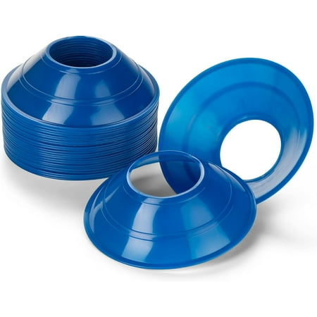 Champion Sports Mini Neon Field Cones for Sports Athletics, Pack of 25, Neon Blue, 5 Inch Diameter x 1.5 Inch Height