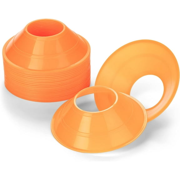 Champion Sports Mini Neon Field Cones for Sports Athletics, Pack of 25, Neon Orange, 5 Inch Diameter x 1.5 Inch Height