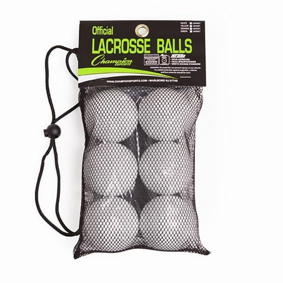 Champion Sports  NOCSAE Lacrosse Ball Set, White - Set of 6
