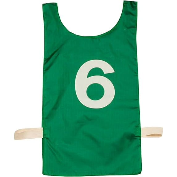 Champion Sports Heavyweight Numbered Nylon Pinnie, Pack of 12, Green, Youth