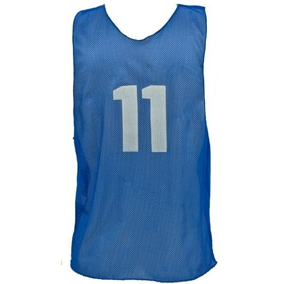 Champion Sports Mesh Practice Vest, Pack of 12, Solid and Numbered, Youth and Adult, Blue, Adult Numbered