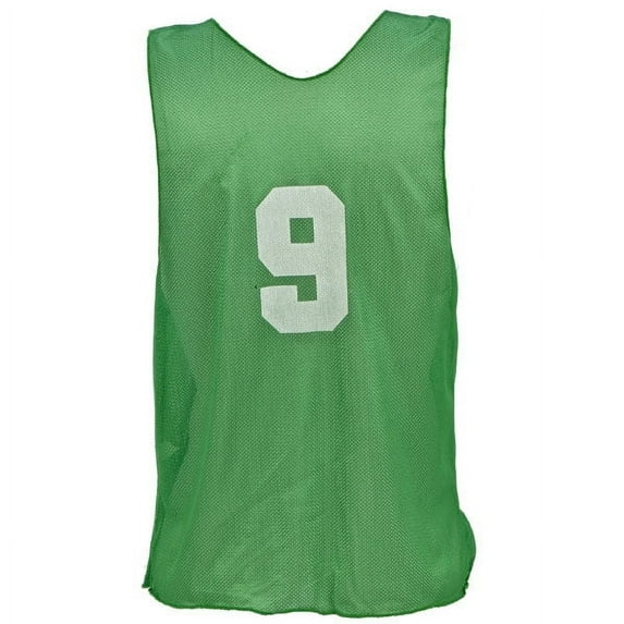 Champion Sports Mesh Practice Vest, Pack of 12, Solid and Numbered, Youth and Adult, Green, Youth Numbered
