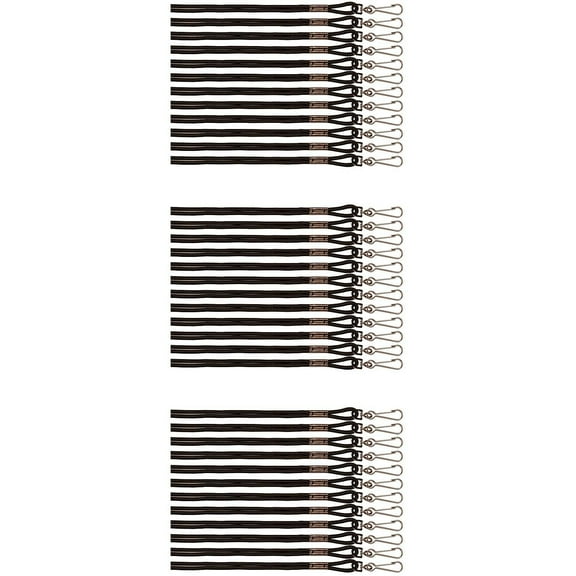 Champion Sports Nylon Lanyards Black 12/Pack 3 Packs (CHS126BK-3)