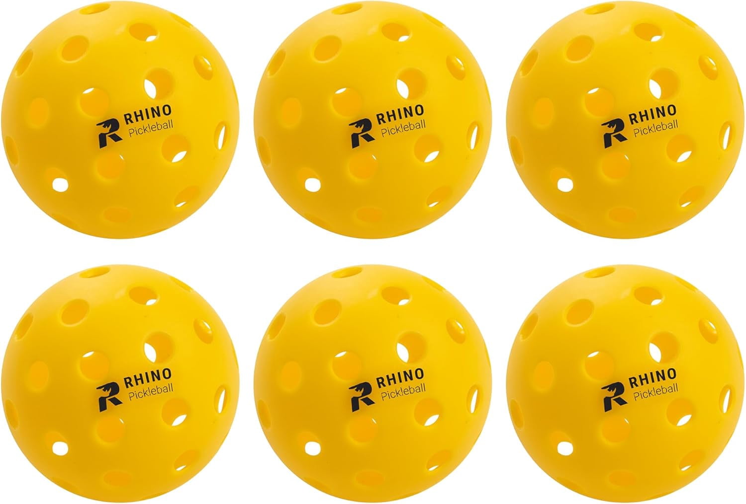 Champion Sports Outdoor Pickleball Balls - Official Size Outdoor Pickleballs - Yellow Pickleball Ball Set for Outdoor Courts - 6 Pack