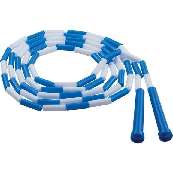 Champion Sports Classic Plastic Segmented Beaded Jump Ropes - Phys. Ed, Gym, Fitness and Recreational Use, 9'L, Blue/White