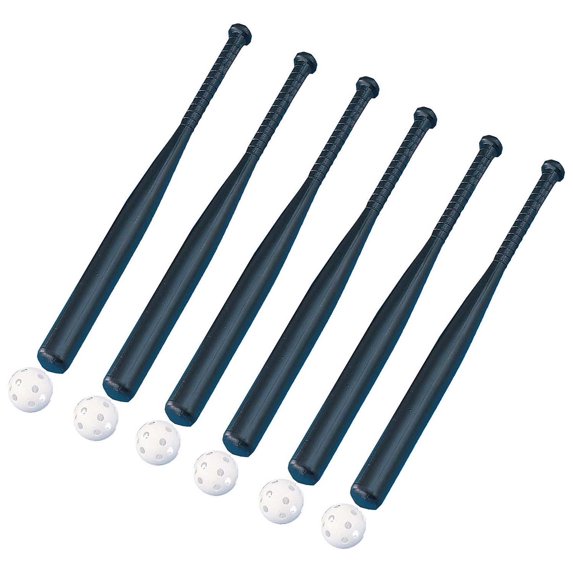 Champion Sports Plastic 28.5-Inch Baseball Bat & Ball Combo Set, 6 Sets