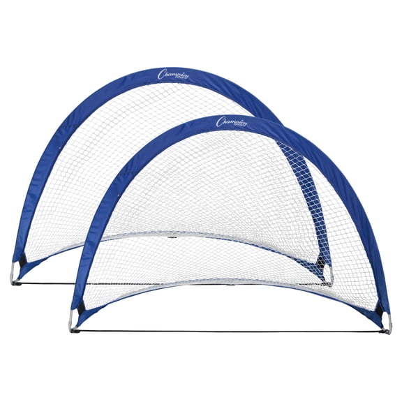 Champion Sports Extreme Pop-Up Soccer Goalwith Carrying Bag,Portable Training Soccer Netwith Anchoring Pegs,1Pairof Half Moon Mini Soccer Goalsfor Soccer Training-48"x 30"x 30"
