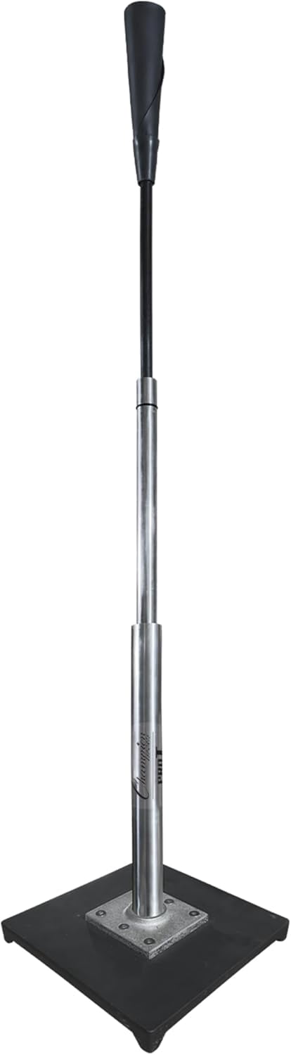 Champion Sports Adjustable (23"-43") Batting Tee for Baseball & Softball – Youth & T-Ball Hitting Training, Portable Telescoping Aluminum Stem, Heavy Duty Rubber Top & Stable Base