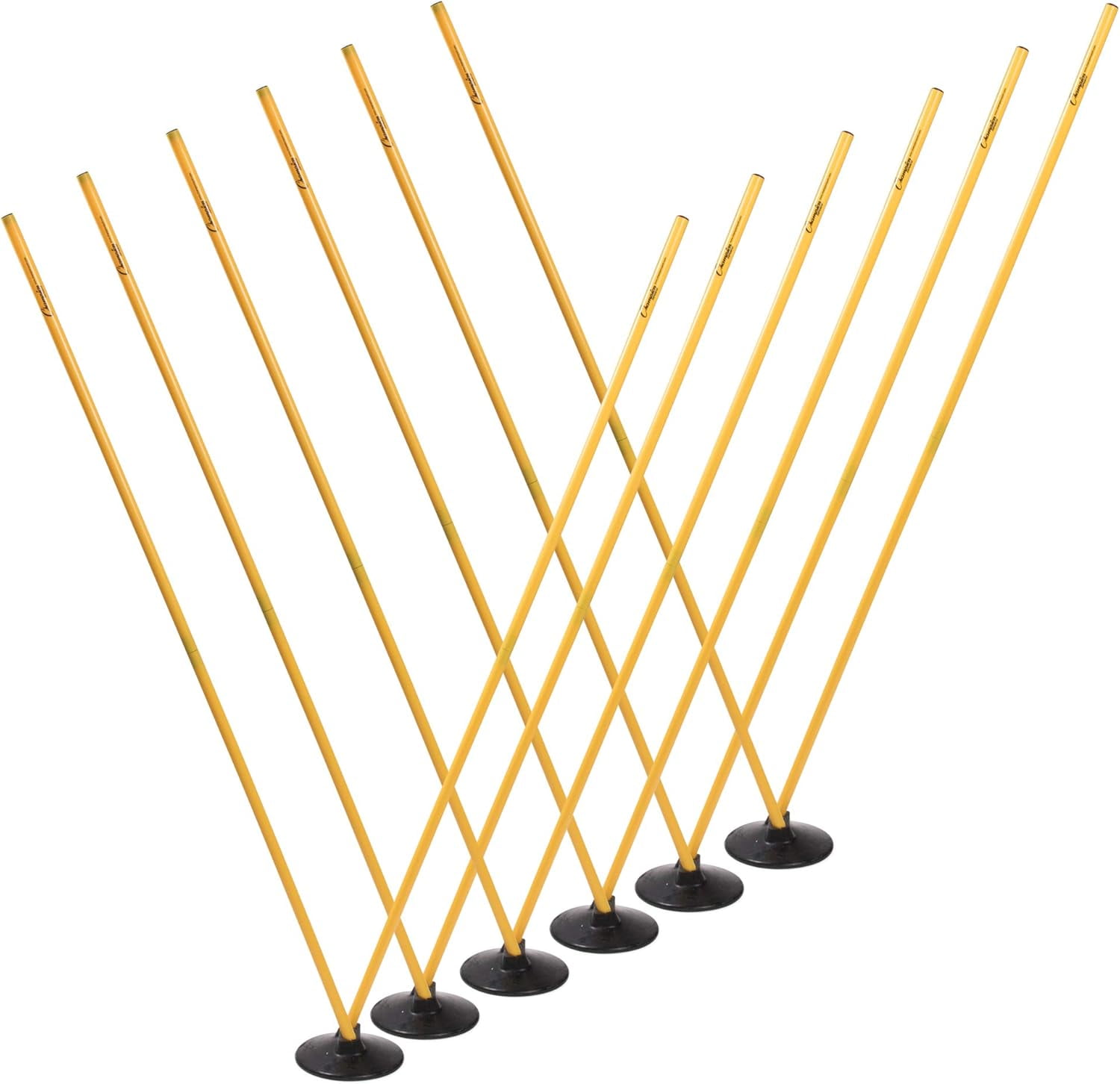 Yellow PVC Pro Agility Pole Set with Rubber Bases