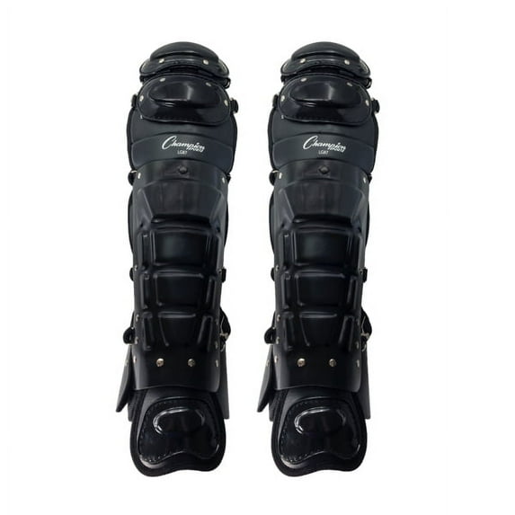 Champion Sports Professional Adustable Baseball Umpire Leg Guards - Adjustable From 15"-18" - Removable Liner Leg Guards - Adult Black