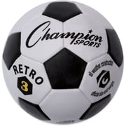 Champion Sports Retro Soccer Ball   Classic Black & White Design, Soft-Touch TPU Cover, All-Weather Ball for Club Play, Gym Class & Recreation, Multiple Sizes