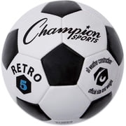 Champion Sports Retro Soccer Ball   Classic Black & White Design, Soft-Touch TPU Cover, All-Weather Ball for Club Play, Gym Class & Recreation, Multiple Sizes