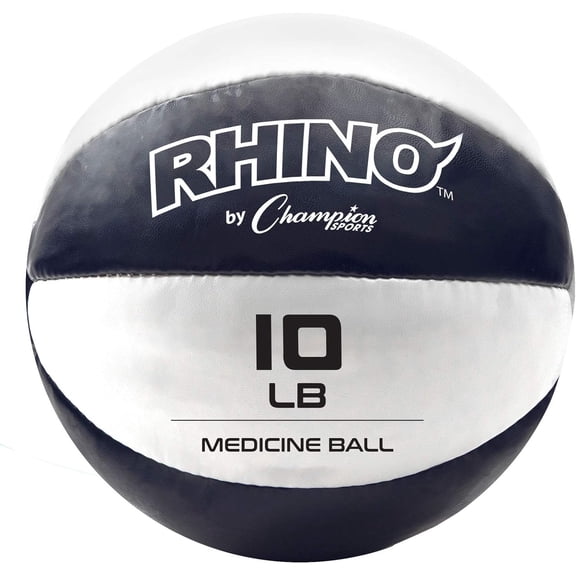 Champion Sports Exercise Medicine Balls, 9-10 lbs, Leather with No-Slip Grip - Weighted Med Ball Set for Weight Training, Stability, Plyometrics, Cross Training, Core Strength - Heavy Workout Ball
