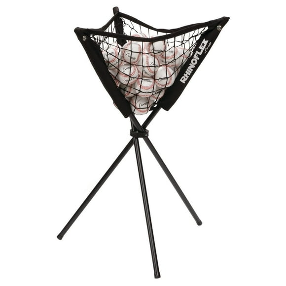 Champion Sports Rhino Flex Ball Caddy - Knotless Polyester Net with Iron Frame - Lightweight Portable Storage - Batting Practice Ball Caddy - Weather Resistant - Includes Carrying Bag