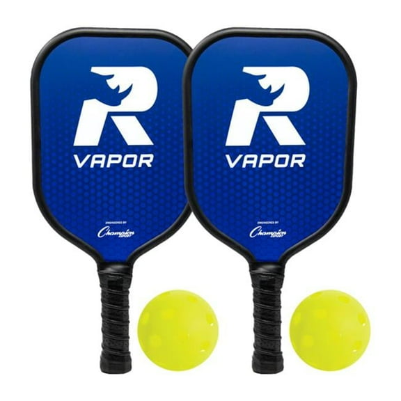 Champion Sports Rhino Pickleball 2-Player Paddle Set - Blue & Black