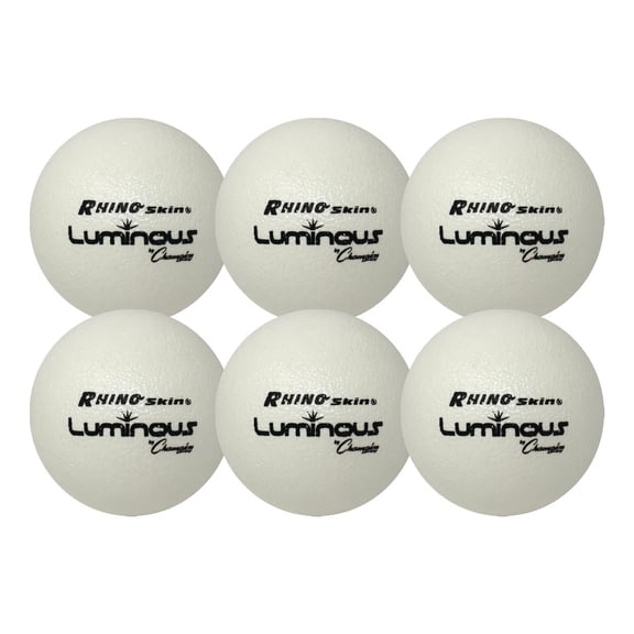 Champion Sports Premium Rhino Skin Dodgeballs with Mesh Storage Bag, Set of 6 - Glow in the Dark Playground Balls for Outdoor Games and Gym Class - Low Bounce Dodgeballs