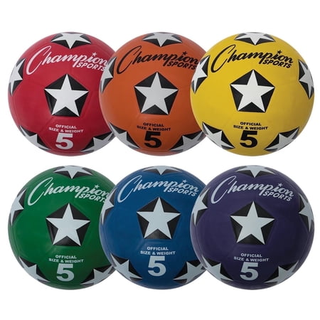 Champion Sports Rubber Cover Soccer Ball Set,Size 5