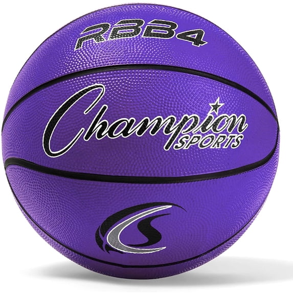 Champion Sports Rubber Intermediate Basketball, Heavy Duty - Pro-Style Basketballs, Premium Basketball Equipment, Indoor Outdoor - Sports Education Supplies (Size 6, Purple)