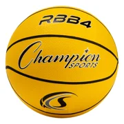 Champion Sports Rubber Intermediate Basketball, Heavy Duty Pro-Style Basketballs, Premium Basketball Equipment, Indoor Outdoor - Sports Education Supplies (Size 6, Yellow)
