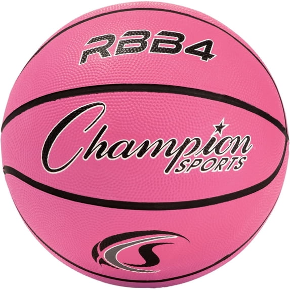 Champion Sports Rubber Intermediate Basketball, Heavy Duty - Pro-Style Basketballs, and Sizes - Premium Basketball Equipment, Indoor Outdoor - Sports Education Supplies (Size 6, Pink)