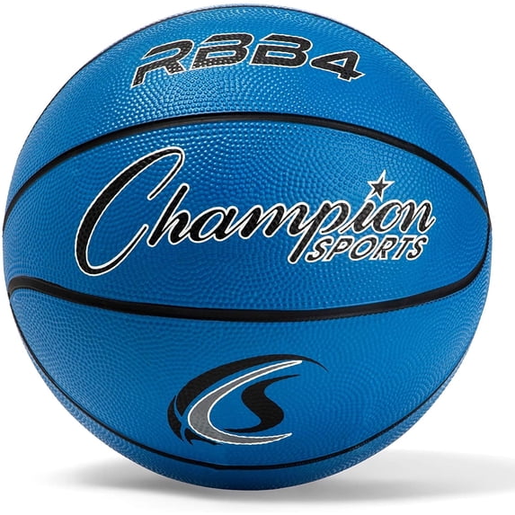 Champion Sports Rubber Intermediate Basketball, Heavy Duty - Pro-Style Basketballs, and Sizes - Premium Basketball Equipment, Indoor Outdoor - Sports Education Supplies (Size 6, Blue)