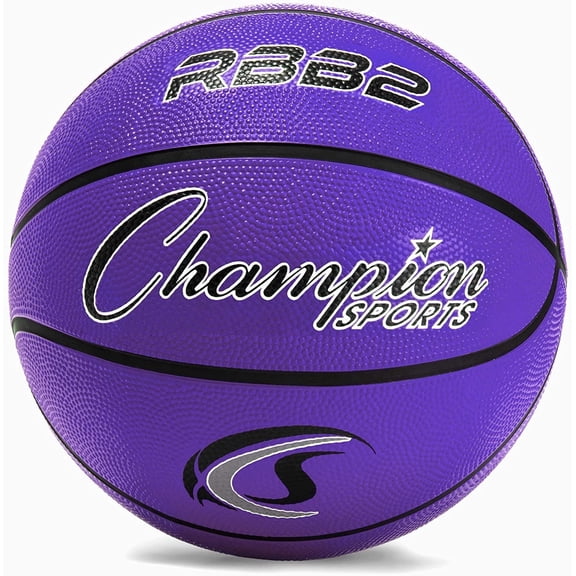 Champion Sports Rubber Junior Basketball, Heavy Duty - Pro-Style Basketballs - Premium Basketball Equipment, Indoor Outdoor - Physical Education Supplies (Size 5, Purple) (RBB2PR