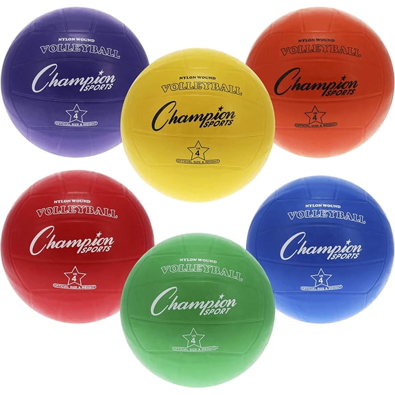 Champion Sports Rubber Volleyball, Official Size, for Indoor and Outdoor Use - Durable, Regulation Volleyballs for Beginners, Competitive, Recreational Play - Premium Volleyball Equipment - Assorted