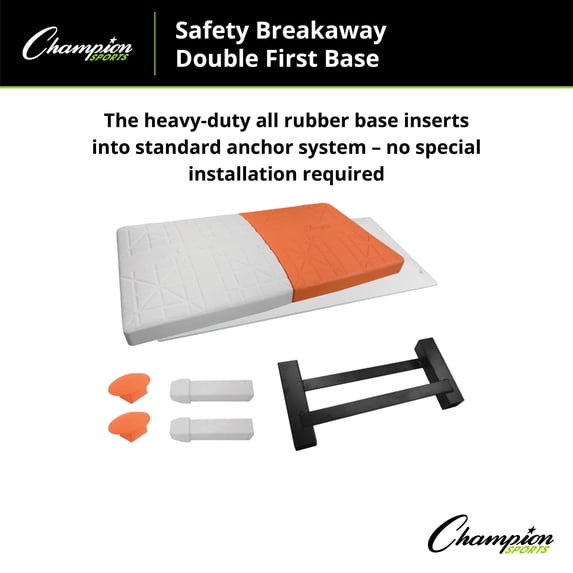 Champion Sports Official Size Safety Breakaway Baseball Double First Base - Molded Rubber Quick Release Double First Base Set