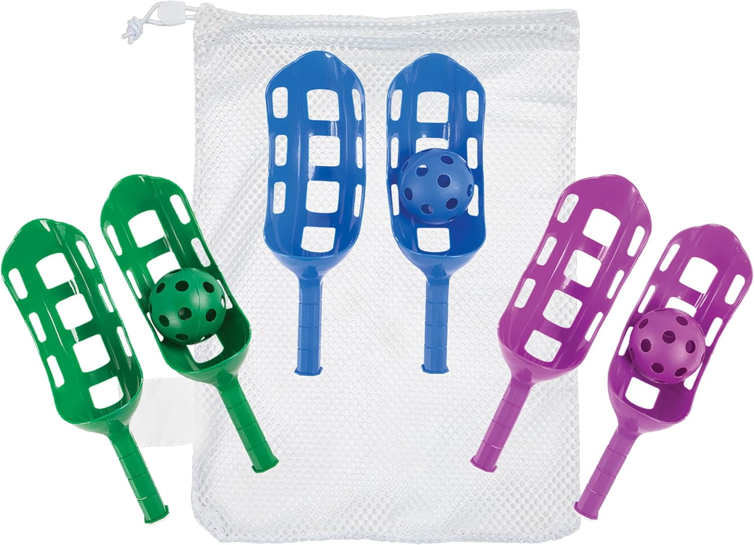 Champion Sports Scoop Ball Set, Plastic, Assorted Cool Colors, Set of 6