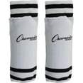 thumbnail image 1 of Champion Sports Youth Sock Style Striped Soccer Shinguards, White/Black, 4-6 Years/Small, 1 of 5