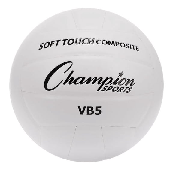Champion Sports Soft Touch Volleyball, Official Size, for Indoor and Outdoor Training, Practice - Durable Ball with Comfortable Synthetic Leather - Premium Volleyball Gear - White