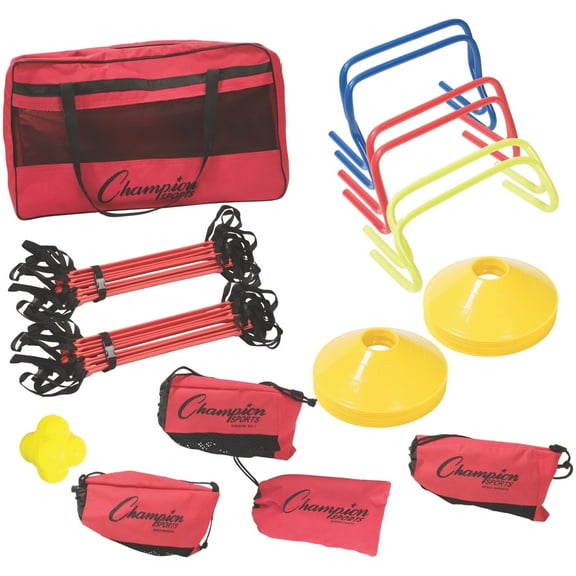 Champion Sports 15 Pieces Speed Agility Training Kit with Bag, Multicolor