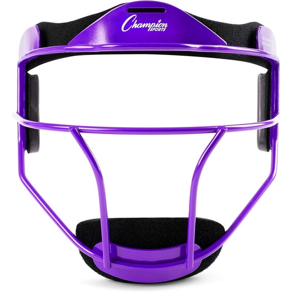 Champion Sports Steel Softball Face Mask - Classic Fielders Masks for Adults - Durable Head Guards - Premium Sports Accessories for Indoors and Outdoors - Purple