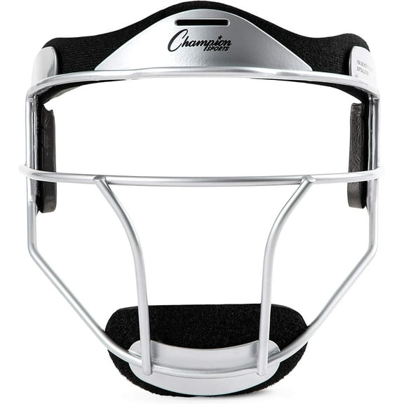 Champion Sports Steel Softball Face Mask - Classic Fielders Masks for Adults - Durable Head Guards - Premium Sports Accessories for Indoors and Outdoors - Silver
