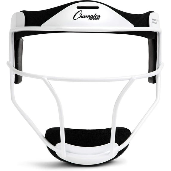 Champion Sports Steel Softball Face Mask - Classic Fielders Masks for Adults - Durable Head Guards - Premium Sports Accessories for Indoors and Outdoors - White
