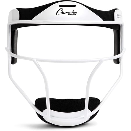 Champion Sports Steel Softball Face Mask - Classic Fielders Masks for Adults - Durable Head Guards - Premium Sports Accessories for Indoors and Outdoors - Wite