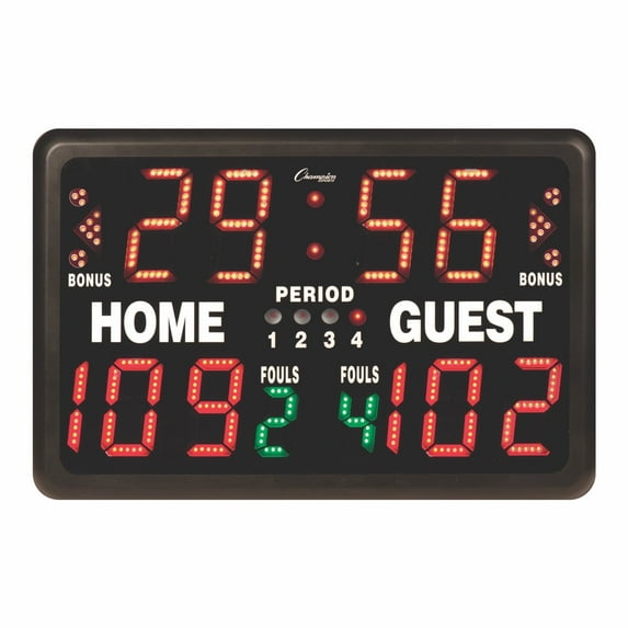 Champion Sports Electronic Scoreboard, Multi-Sport Tabletop Indoor, 24" L x 16" H x 10" D, Black, (Model: T90)