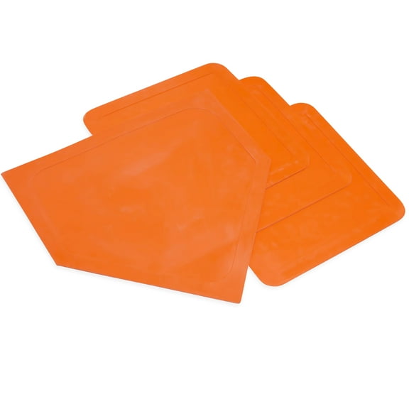 Champion Sports Throwdown Base Set: 4 Baseball & Softball Rubber Throw Down Bases - Training & Practice Equipment, Orange , 1" x 17" x 17"
