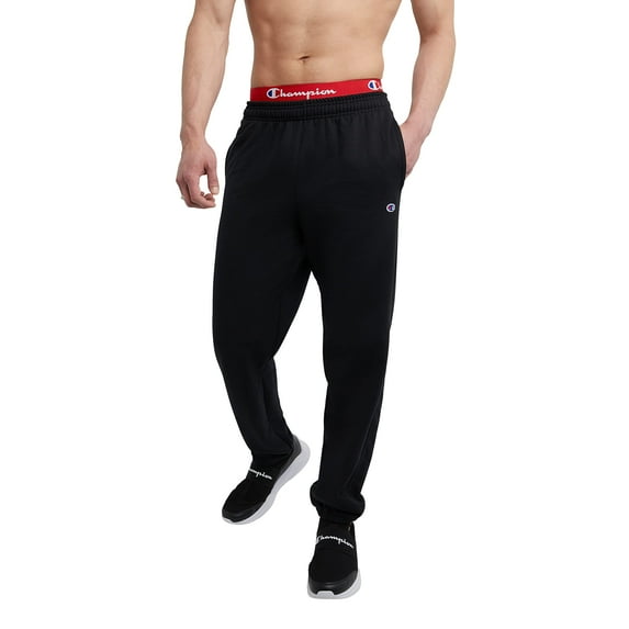 Champion Sweatpants, Powerblend, Fleece, Comfortable Relaxed-Bottom Pants for Men (Reg. or Big, Black C Patch Logo, X-Large Tall