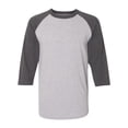 thumbnail image 1 of Champion T137 Adult Raglan Baseball T-Shirt - Oxford Grey/ Charcoal Heather - XX-Large, 1 of 2