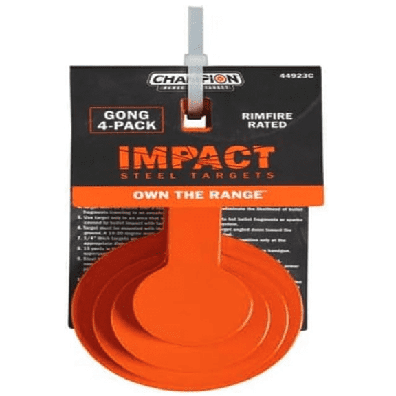 Champion Impact Steel Rimfire Rated 4-Pack Mini-Gong Targets, Orange, Medium