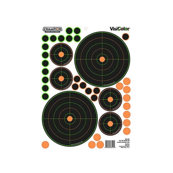 Champion Targets 46138 VisiColor Adhesive Targets Bullseye/Sight-In Variety 5PK