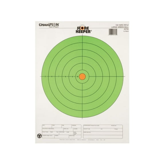 Champion Traps and Targets 100 Yard Large Green Bullseye, 12-Pack