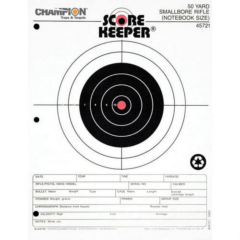Champion Traps and Targets 50 yd Smallbore Rifle Scorekeeper