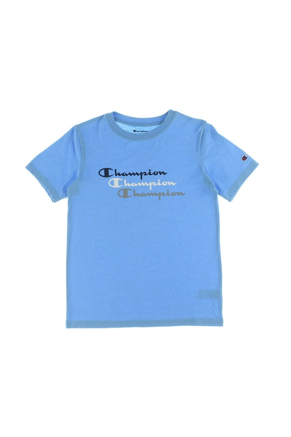 Triple Script T-Shirt and Shorts Boys Clothing Set Size L, Color: Light Blue/Blue