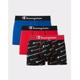 thumbnail image 1 of Champion Trunks Pack Moisture Wicking Lightweight Stretch 3-Pack - CHTRP1 (Scarlet/Blue/Black Script Print, 2XL), 1 of 1