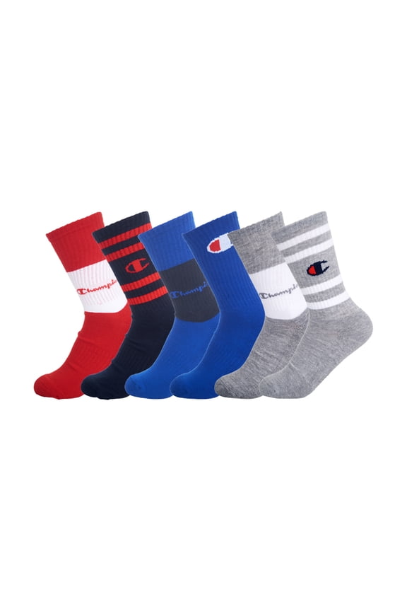 Unisex Colorblock Polyester Crew Socks (6-Pack)