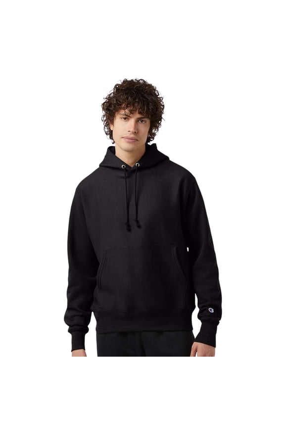 Unisex Reverse Weave Hooded Sweatshirt 82/18 Cotton/Polyester Fleece Pullover Plain Comfy Hoodie (Black, XL)