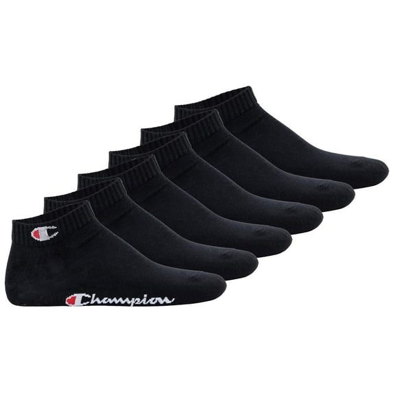 Champion Unisex Socks, 6-Pack - Quarter Socks, Basic, Logo Black Eu 35-38 (Uk 3-5)