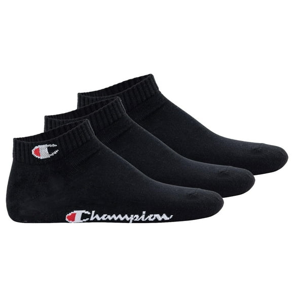 Champion Unisex Socks, 3-Pack - Quarter Socks, Basic, Logo Black Eu 35-38 (Uk 3-5)